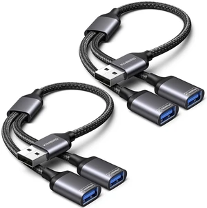 KiwiBird USB Splitter 1 in 2 Out, USB A Splitter, Y Cable Dual Double Port Power Adapter for Charging and Data (2 Pack) for Laptop PC TV Desktop Computer Mac PS5 PS4 Xbox Keyboard Mouse KiwiBird USB Splitter 1 in 2 Out, USB A Splitter, Y Cable Dual Double Port Power Adapter for Charging and Data (2 Pack) for Laptop PC TV Desktop Computer Mac PS5 PS4 Xbox Keyboard Mouse