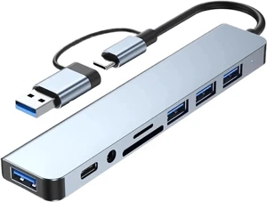 8-in-2 Port USB C Expander USB 3.0 Hub Type C Splitter Type C Dock Multiport 7 Port Adapter USB Expander 8-in-2 Port USB C Expander USB 3.0 Hub Type C Splitter Type C Dock Multiport 7 Port Adapter USB Expander
