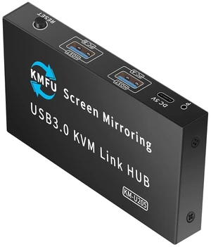 Two computer metal USB3.0 KVM switching hub for easy keyboard and data sharing High speed data transfer switching Two computer metal USB3.0 KVM switching hub for easy keyboard and data sharing High speed data transfer switching
