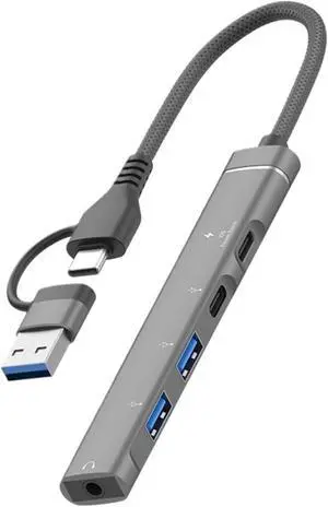 Type-C to 3.5mm Audio Adapter OTG USB hub to Laptop Universal Computer Docking Station Splitter for pc cmultiport Adapter(Gray) Type-C to 3.5mm Audio Adapter OTG USB hub to Laptop Universal Computer Docking Station Splitter for pc cmultiport Adapter(Gray)
