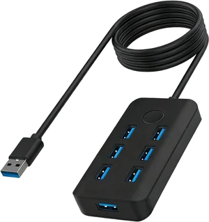Portable USB3.0 Splitter Adapter Featuring Button Technology for 7 Devices Fast 5Gbps Speed USB/Ethernet Rapid USB Dock Portable USB3.0 Splitter Adapter Featuring Button Technology for 7 Devices Fast 5Gbps Speed USB/Ethernet Rapid USB Dock