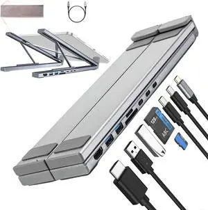 USB C Hub Multiport Adapter with Laptop Stand, Aluminum Docking Station with 4K, 100W PD Fast Charging, For SD/TF Card Reader for MacBook and More USB C Hub Multiport Adapter with Laptop Stand, Aluminum Docking Station with 4K, 100W PD Fast Charging, For SD/TF Card Reader for MacBook and More