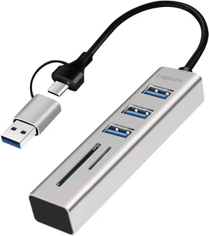 Logilink 076790 USB 3.2 Hub 3 USB-A Ports, 2 SD/microSD Aluminium Silver Silver Logilink 076790 USB 3.2 Hub 3 USB-A Ports, 2 SD/microSD Aluminium Silver Silver