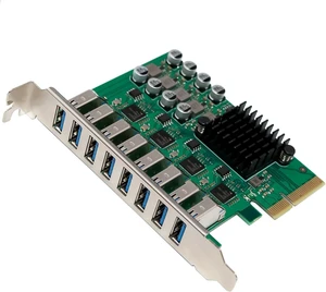 8 Port PCIe USB 3.2 Hub Card Easy Installation Plug and Play PCIe USB Adapter 8 Port PCIe USB 3.2 Hub Card Easy Installation Plug and Play PCIe USB Adapter