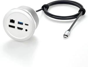 USB C Desk Grommet Docking Station, Panel Mount 4K@60Hz HDMI & DisplayPort Dual Monitor, 100W PD, 10Gbps USB-A & USB-C, Gigabit Ethernet, Audio Jack, Multimedia Grommet for Office (1.5M/4.92FT) USB C Desk Grommet Docking Station, Panel Mount 4K@60Hz HDMI & DisplayPort Dual Monitor, 100W PD, 10Gbps USB-A & USB-C, Gigabit Ethernet, Audio Jack, Multimedia Grommet for Office (1.5M/4.92FT)