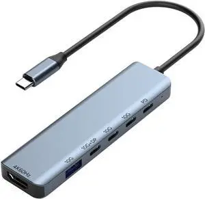 USB C Hub 6 in 1 Type-C DP Alt Mode with HDTV 4K@ 60Hz Dual Video Output, USB3.2 Gen2 10Gbps Data Speed, 100W PD Charging USB C Hub 6 in 1 Type-C DP Alt Mode with HDTV 4K@ 60Hz Dual Video Output, USB3.2 Gen2 10Gbps Data Speed, 100W PD Charging
