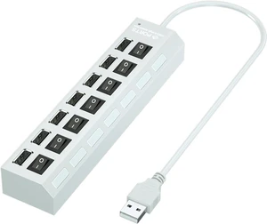 USB 2.0 HUB 4/7 Port Multiple Expander with ON/Off Switch Multi USB Splitter Hub 4ports 7ports Adapter Computer Accessories(White 7Port) USB 2.0 HUB 4/7 Port Multiple Expander with ON/Off Switch Multi USB Splitter Hub 4ports 7ports Adapter Computer Accessories(White 7Port)