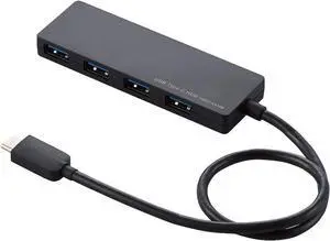 Elecom U3HC-A430BXBK USB Hub, USB 3.1, Gen1, Type-C A Female, 4 Ports, Bus Power, 11.8 inches (30 cm) Cable, Compatible with MacBook, iPad, Surface GO Pro 7, Chromebook, etc. Black Elecom U3HC-A430BXBK USB Hub, USB 3.1, Gen1, Type-C A Female, 4 Ports, Bus Power, 11.8 inches (30 cm) Cable, Compatible with MacBook, iPad, Surface GO Pro 7, Chromebook, etc. Black