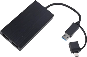 USB C to Dual HD Adapter, 4K 2K Simultaneous Output USB 3.0 Hub with Hybrid Cable for Laptop PC Monitor, Supports 3 4 USB4 USB C to Dual HD Adapter, 4K 2K Simultaneous Output USB 3.0 Hub with Hybrid Cable for Laptop PC Monitor, Supports 3 4 USB4