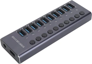 USB 3.0 Hub, 10 Port USB Data Hub Splitter with Individual Power Switches and LED Lights, 60W Power Adapter for Laptop PC Mac Smart TV Gaming Console (US Plug) USB 3.0 Hub, 10 Port USB Data Hub Splitter with Individual Power Switches and LED Lights, 60W Power Adapter for Laptop PC Mac Smart TV Gaming Console (US Plug)