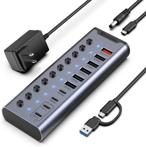 Powered USB Hub, Individual Switches and 24V/3A Power Adapter Powered USB Hub, Individual Switches and 24V/3A Power Adapter
