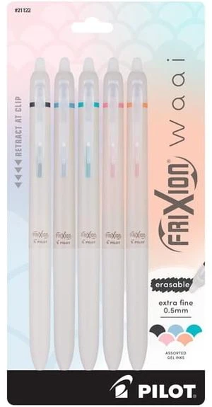 Pilot FriXion Waai Erasable Gel Ink Pens, Extra Fine Point, 0.5 mm, Assorted Color Inks, 5 Count Pilot FriXion Waai Erasable Gel Ink Pens, Extra Fine Point, 0.5 mm, Assorted Color Inks, 5 Count