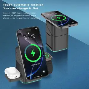 3-in-1 Charger - Fast Wireless Charging for iPhone 17-12, & Apple Watch. Features 15W Wireless Charging for Faster, More Efficient Power Delivery. Auto-Rotating Stand Supports Both Landscape and Port 3-in-1 Charger - Fast Wireless Charging for iPhone 17-12, & Apple Watch. Features 15W Wireless Charging for Faster, More Efficient Power Delivery. Auto-Rotating Stand Supports Both Landscape and Port