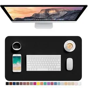 Desk Pad, 23.6" x 13.8" PU Leather Desk Mat, M Extended Mouse Pad, Waterproof Desktop Blotter Protector, Non-Slip Ultra Thin Small Laptop Keyboard Writing Mat for Office Home, Black Desk Pad, 23.6" x 13.8" PU Leather Desk Mat, M Extended Mouse Pad, Waterproof Desktop Blotter Protector, Non-Slip Ultra Thin Small Laptop Keyboard Writing Mat for Office Home, Black