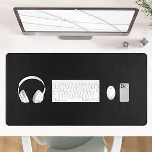 Black Leather Desk Mat Large Mouse Pad, Waterproof Desk Pad for Keyboard and Mouse, Non-Slip Computer Desk Protector, Smooth Mouse Movement Desk Mat for Home and Office(31.5"×15.7") Black Leather Desk Mat Large Mouse Pad, Waterproof Desk Pad for Keyboard and Mouse, Non-Slip Computer Desk Protector, Smooth Mouse Movement Desk Mat for Home and Office(31.5"×15.7")