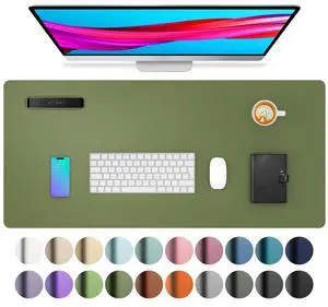 Desk Protector Mat, Mouse Pad, Non-Slip Waterproof PU Leather Desk Blotter, Laptop, Writing for Office and Home (23.6" x 13.7", Olive Green) Desk Protector Mat, Mouse Pad, Non-Slip Waterproof PU Leather Desk Blotter, Laptop, Writing for Office and Home (23.6" x 13.7", Olive Green)