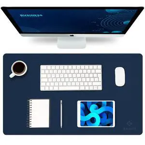Small Office Desk Mat, Leather Mouse Pad (23.6"x13.8", Dark Blue) Small Office Desk Mat, Leather Mouse Pad (23.6"x13.8", Dark Blue)