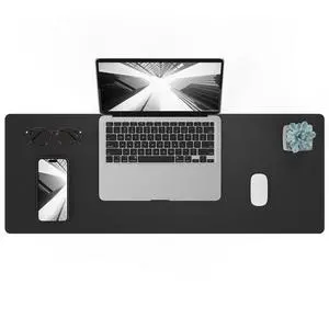 Black Desk Mat 31.5" x 12", Leather Desk Pad Black Desk Mat 31.5" x 12", Leather Desk Pad