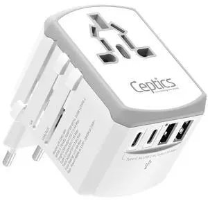 Universal Travel Adapter 17.5W, 5 in 1 Universal Laptop Charger with 2X USB-A & USB-C 3.5A for Mobiles, Laptops, Cameras US, UK, EU, AU, All in 1 Type A, C, G, I Output, White Universal Travel Adapter 17.5W, 5 in 1 Universal Laptop Charger with 2X USB-A & USB-C 3.5A for Mobiles, Laptops, Cameras US, UK, EU, AU, All in 1 Type A, C, G, I Output, White