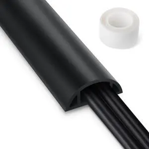 3FT PVC Cord Hider, Black Floor Cord Protector with 0.7 x 0.4 Inch Extension, Soft Wire Covers 3FT PVC Cord Hider, Black Floor Cord Protector with 0.7 x 0.4 Inch Extension, Soft Wire Covers