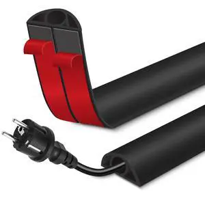 Floor Cord Cover for Wires on Floor Self Adhesive Cord Hider Floor Cable Management Wire Covers for Cords Protector Prevent Cable Trips Cord Cavity W 0.32" x H 0.32", Black, 3.3Ft Floor Cord Cover for Wires on Floor Self Adhesive Cord Hider Floor Cable Management Wire Covers for Cords Protector Prevent Cable Trips Cord Cavity W 0.32" x H 0.32", Black, 3.3Ft