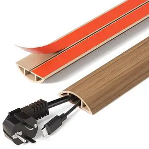 Floor Cord Cover Self Adhesive Cord Hider, 5FT Cord Covers for Wires on Floor, Easy Cut Cord Protector Floor, Suitable for Home & Office, Brownwood Floor Cord Cover Self Adhesive Cord Hider, 5FT Cord Covers for Wires on Floor, Easy Cut Cord Protector Floor, Suitable for Home & Office, Brownwood