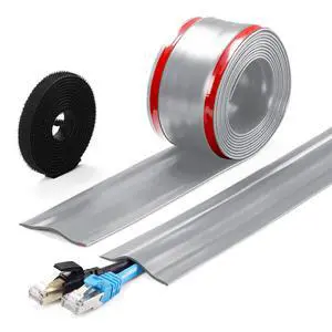 8.2ft Cord Cover for Wires on Floors or Walls, 2.2in Wide, Grey 8.2ft Cord Cover for Wires on Floors or Walls, 2.2in Wide, Grey