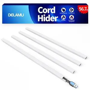 56.7in Cord Hider, Cord Covers for Mini Wire on Wall, Paintable Cable Hider Wire Covers for Cords, Self-Adhesive Cable Cover Management, Easy Set-up Wires Hiders for TV, W0.55 H0.4in, White 56.7in Cord Hider, Cord Covers for Mini Wire on Wall, Paintable Cable Hider Wire Covers for Cords, Self-Adhesive Cable Cover Management, Easy Set-up Wires Hiders for TV, W0.55 H0.4in, White