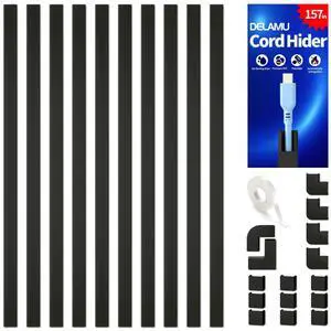 157in Cord Covers for Wires on Wall, Cord Hider for 1 Cord, Paintable Cable Hider, Cable Management Wire Covers for Cords,W0.55 H0.4in, Black 157in Cord Covers for Wires on Wall, Cord Hider for 1 Cord, Paintable Cable Hider, Cable Management Wire Covers for Cords,W0.55 H0.4in, Black