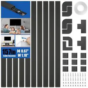 157in Cord Hider, Cord Cover Wall Cable Management, Paintable Wire Cover for Cords, Cable Hider Raceway Kit, Cable Cover Concealer, Wire Hiders for TV on Wall, 10 X L15.7 W1.18 H0.6in, Black 157in Cord Hider, Cord Cover Wall Cable Management, Paintable Wire Cover for Cords, Cable Hider Raceway Kit, Cable Cover Concealer, Wire Hiders for TV on Wall, 10 X L15.7 W1.18 H0.6in, Black