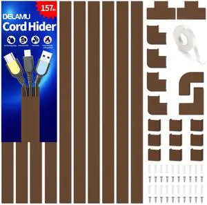 Wire Hider, 157in Cord Hider Wall, Paintable Wire Covers for Cords, TV Cable Hider Wall Kit, Cable Covers Raceway, Cable Management Hide TV Cords for Wall Mount TV, 10XL15.7 W0.95 H0.55in Brown Wire Hider, 157in Cord Hider Wall, Paintable Wire Covers for Cords, TV Cable Hider Wall Kit, Cable Covers Raceway, Cable Management Hide TV Cords for Wall Mount TV, 10XL15.7 W0.95 H0.55in Brown