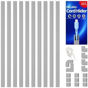 157in Cord Covers for Wires on Wall, Cord Hider for 1 Cord, Paintable Cable Hider, Cable Management Wire Covers for Cords, W0.55 H0.4in, Grey 157in Cord Covers for Wires on Wall, Cord Hider for 1 Cord, Paintable Cable Hider, Cable Management Wire Covers for Cords, W0.55 H0.4in, Grey