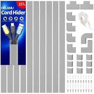 Grey Cord Hider, 157in Cord Covers for 2-3 Wires on Wall, TV Cable Hider Wall, Wire Covers for Cords on Wall, Cable Raceway Cover Wire Hider Management, TV Cord Hider Wall, W0.95 H0.55in, Grey Grey Cord Hider, 157in Cord Covers for 2-3 Wires on Wall, TV Cable Hider Wall, Wire Covers for Cords on Wall, Cable Raceway Cover Wire Hider Management, TV Cord Hider Wall, W0.95 H0.55in, Grey
