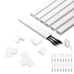 Premium Cable Raceway Kit, 157in Cord Hider (10 Packs x 15.7in), PVC Wire Covers for Wall, Paintable Over Wall Cord Concealer for TV & Home Cable Management 0.95 x 0.55in Premium Cable Raceway Kit, 157in Cord Hider (10 Packs x 15.7in), PVC Wire Covers for Wall, Paintable Over Wall Cord Concealer for TV & Home Cable Management 0.95 x 0.55in