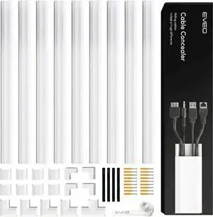 Cord Covers for Wires on Wall - 150in Cable Management Cable Hider - Cord Hiders for TV On Wall - Paintable Cable Concealer - Wire Covers for Cords - 10X (L16 x W1.1 x H0.55) - Large | White Cord Covers for Wires on Wall - 150in Cable Management Cable Hider - Cord Hiders for TV On Wall - Paintable Cable Concealer - Wire Covers for Cords - 10X (L16 x W1.1 x H0.55) - Large | White