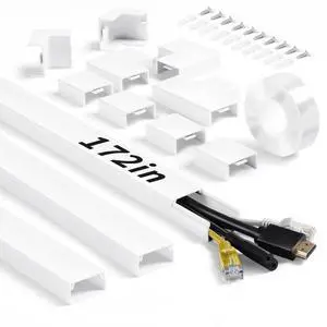 Wall Cable Hider to 3-4 Wires, 172in Cord Hider for Wall Mount TV, White Cord Covers for Wires on Wall, Wall Cord Cover Wire Covers for Cords, Large Cable Management Kit 11xL15.7in W1.18inH0.6in Wall Cable Hider to 3-4 Wires, 172in Cord Hider for Wall Mount TV, White Cord Covers for Wires on Wall, Wall Cord Cover Wire Covers for Cords, Large Cable Management Kit 11xL15.7in W1.18inH0.6in