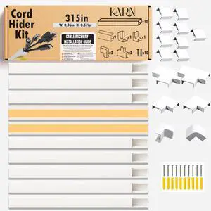 157" Cord Hider Kit | 10 Pcs 15.7in Paintable Cable Raceway with Connectors | T & L Corners | Inside & Outside Elbows | Screws and Anchors | Wall Cable Concealer for TV 157" Cord Hider Kit | 10 Pcs 15.7in Paintable Cable Raceway with Connectors | T & L Corners | Inside & Outside Elbows | Screws and Anchors | Wall Cable Concealer for TV