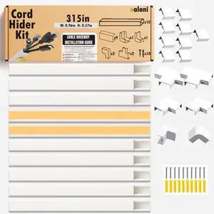 157" Cord Hider Kit | 10 Pcs 15.7in Paintable Cable Raceway with Connectors | T & L Corners | Inside & Outside Elbows | Screws and Anchors | Wall Cable Concealer for TV 157" Cord Hider Kit | 10 Pcs 15.7in Paintable Cable Raceway with Connectors | T & L Corners | Inside & Outside Elbows | Screws and Anchors | Wall Cable Concealer for TV