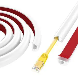 118" Cord Hider Wall, Self Adhesive Silicone Cord Covers for Wires On Wall, Cord Hider for Wall Mount TV, Flexible Cable Cover Raceway Kit for 1 Wire, White (0.59" W x 0.39" H) 118" Cord Hider Wall, Self Adhesive Silicone Cord Covers for Wires On Wall, Cord Hider for Wall Mount TV, Flexible Cable Cover Raceway Kit for 1 Wire, White (0.59" W x 0.39" H)