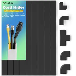 142in Black Cord Hider Cable Hider, Cord Covers for 2-3 Wires on Wall, Premium Wire Hiders Wire Covers for Cords on Wall, Easier Setup TV Cable Cover Management Kit, W0.94 H0.47in, Black 142in Black Cord Hider Cable Hider, Cord Covers for 2-3 Wires on Wall, Premium Wire Hiders Wire Covers for Cords on Wall, Easier Setup TV Cable Cover Management Kit, W0.94 H0.47in, Black