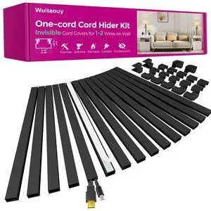 Black Cord Hider, 212.6in Cord Covers for 1-2 Wires on Wall, Paintable Cable Hider, Wire Hider Wire Covers for Cords on Walls, Easy Set-up Cable Raceway Management to Hide Cords, W0.59 H0.4in, Black Black Cord Hider, 212.6in Cord Covers for 1-2 Wires on Wall, Paintable Cable Hider, Wire Hider Wire Covers for Cords on Walls, Easy Set-up Cable Raceway Management to Hide Cords, W0.59 H0.4in, Black