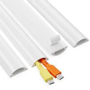 TV Cord Hider Wall, 56.7in Cord Covers for 1-2 Wires on Wall, Self-Adhesive Cable Hider Wire Covers for Cords on Wall, Paintable TV Wire Hider, Curved Decorative Cable Raceway, W1.18 H0.43in, White TV Cord Hider Wall, 56.7in Cord Covers for 1-2 Wires on Wall, Self-Adhesive Cable Hider Wire Covers for Cords on Wall, Paintable TV Wire Hider, Curved Decorative Cable Raceway, W1.18 H0.43in, White