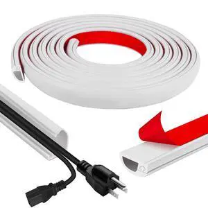 Cord Wall Cover, 118in Self-Adhesive Wire Covers for Cords on Wall, Extension Cable Hider for Floor, Mounted Tv, Home and Office Cavity 0.63" Wx0.31 H (White) Cord Wall Cover, 118in Self-Adhesive Wire Covers for Cords on Wall, Extension Cable Hider for Floor, Mounted Tv, Home and Office Cavity 0.63" Wx0.31 H (White)