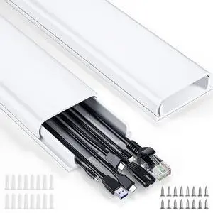 Cord Hider, 62.8in Cord Covers for 6-8 Wires on Wall, Cable Hider Cable Management, Wire Hiders for TV on Wall, Wire Covers for Cords, Cable Cover Wall, 4X L15.7 W2.36 H0.75in, White Cord Hider, 62.8in Cord Covers for 6-8 Wires on Wall, Cable Hider Cable Management, Wire Hiders for TV on Wall, Wire Covers for Cords, Cable Cover Wall, 4X L15.7 W2.36 H0.75in, White