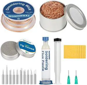 Tip Cleaning Kit, Solder Wick, Solder Iron Tip, Brass Cleaning Wire,Soldering Tip Cleaner, Cleaning Sponge & Solder Flux Tip Cleaning Kit, Solder Wick, Solder Iron Tip, Brass Cleaning Wire,Soldering Tip Cleaner, Cleaning Sponge & Solder Flux