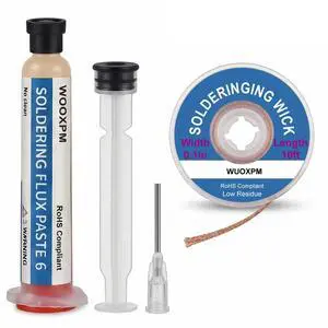 Soldering Flux Paste and Solder Wick Kit, Lead Free No Clean Flux for Electronic Soldering, Soldering Remover Tool, PCB Maintenance and DIY Electronic Projects Soldering Flux Paste and Solder Wick Kit, Lead Free No Clean Flux for Electronic Soldering, Soldering Remover Tool, PCB Maintenance and DIY Electronic Projects