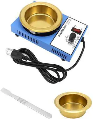 Solder Pot, 300W 110V, 100mm Soldering Bath Titanium Plate, Capacity 1500g 200-450°c,Include Extra 100mm pot& Solder Paste Scraper for Welding and Soldering Bath Solder Pot, 300W 110V, 100mm Soldering Bath Titanium Plate, Capacity 1500g 200-450°c,Include Extra 100mm pot& Solder Paste Scraper for Welding and Soldering Bath