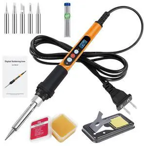 Soldering Iron Kit, 90W 110V Fast Heating LED Digital Soldering Pen, Adjustable Temperature Soldering Iron with Ceramic Heater, 10-in-1 Soldering Kit for Electronics Repair and DIY Projects Soldering Iron Kit, 90W 110V Fast Heating LED Digital Soldering Pen, Adjustable Temperature Soldering Iron with Ceramic Heater, 10-in-1 Soldering Kit for Electronics Repair and DIY Projects