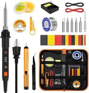 Soldering Iron Kit 80W LED 356-968 Soldering Iron 10s Fast Heating 18-in-1 Welding Tools for Electronics Repair DIY, PCB with Flux, Solder Wire, 5 Replaceable Tips, Desoldering Pump, Stand, Tweezers Soldering Iron Kit 80W LED 356-968 Soldering Iron 10s Fast Heating 18-in-1 Welding Tools for Electronics Repair DIY, PCB with Flux, Solder Wire, 5 Replaceable Tips, Desoldering Pump, Stand, Tweezers