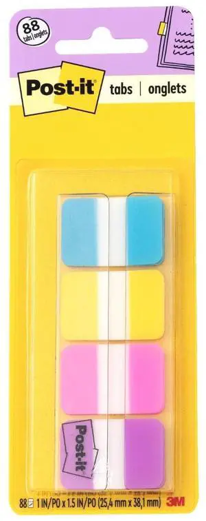 Sticky Tabs, 1 in. x 1.5 in., 4 Pads of Book Tabs in Assorted Bright Colors for Bookmarking, Annotating, Reading, and Reminders, Blue, Yellow, Pink, and Purple (88 Total Count) Sticky Tabs, 1 in. x 1.5 in., 4 Pads of Book Tabs in Assorted Bright Colors for Bookmarking, Annotating, Reading, and Reminders, Blue, Yellow, Pink, and Purple (88 Total Count)